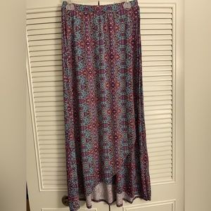 Purple and blue patterned maxi skirt